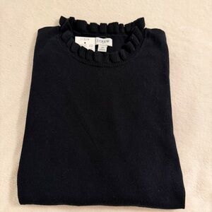 J. Crew Factory Black Ruffle Neck Sweater